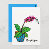 美しいポットの水彩蘭の植物 ポストカード (正面/裏面)