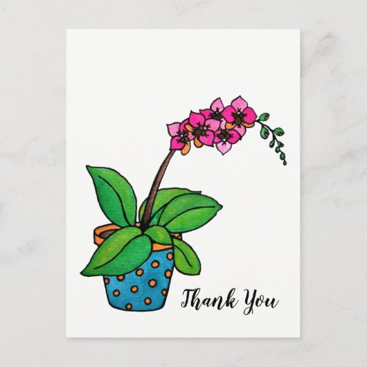 美しいポットの水彩蘭の植物 ポストカード (正面)