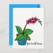 美しいポットの水彩蘭の植物 ポストカード (正面/裏面)