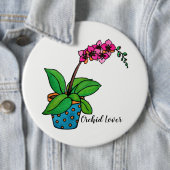 美しいポットの水彩蘭の植物 缶バッジ (インサイチュ)