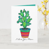 美しいポットの豪華な水色サボテン カード (黄色い花)