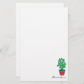 美しいポットの豪華な水色サボテン 便箋 (正面/裏面)