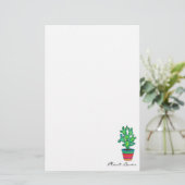 美しいポットの豪華な水色サボテン 便箋 (スタンド正面)