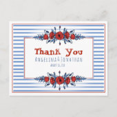 美しいポピーフローラとストライプ ポストカード (正面)