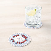 美しいポピーリースフローラ&ストライプ ラウンドペーパーコースター (インサイチュ)