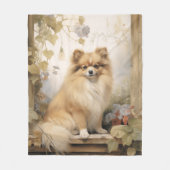 美しいポメラニア犬 フリースブランケット (正面)