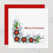 美しいポンセッティアフラワーズユニークデザイン シーズンカード (正面/裏面)