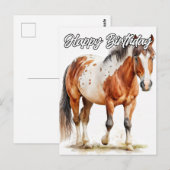 美しいポーズの馬のイラスト ポストカード (正面/裏面)