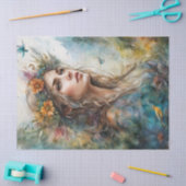 美しいポートレート女性デカップファニチャー 薄葉紙 (クラフト)