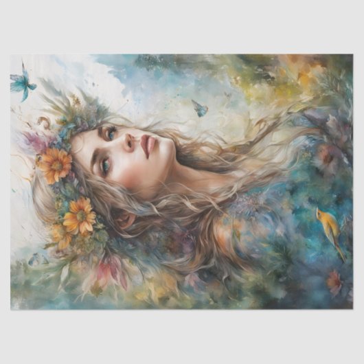 美しいポートレート女性デカップファニチャー 薄葉紙 (正面)