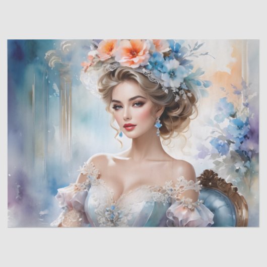 美しいポートレート女性デカップファニチャー 薄葉紙 (正面)