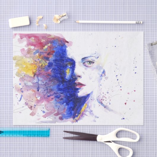 美しいポートレート絵画の女性抽象芸術 薄葉紙 (クラフト)