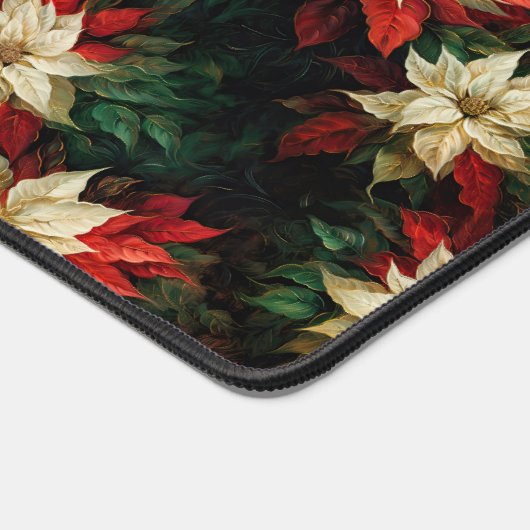 美しいポ赤と白イント デスクマット (コーナー)