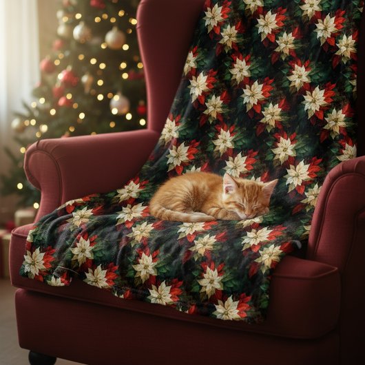 美しいポ赤と白イント フリースブランケット