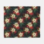 美しいポ赤と白イント フリースブランケット (正面(横))