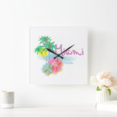 美しいマイアミフロリダ スクエア壁時計 (ホーム)