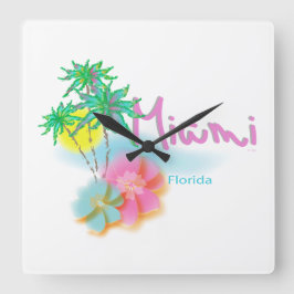 美しいマイアミフロリダ スクエア壁時計