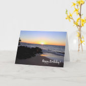 美しいマウイの夕日のビーチグリーティングカード カード (黄色い花)