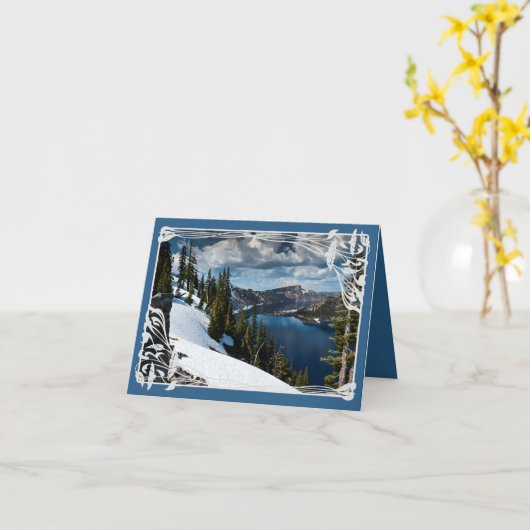 美しいマウンテンレイク葬儀悔やみや弔慰サンキューユー カード (黄色い花)