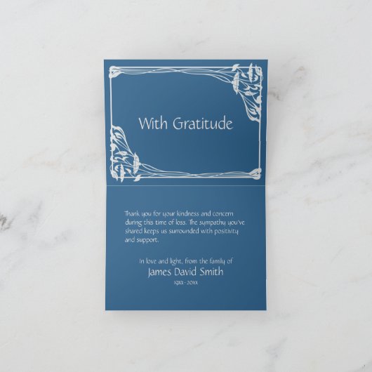 美しいマウンテンレイク葬儀悔やみや弔慰サンキューユー カード (内部)