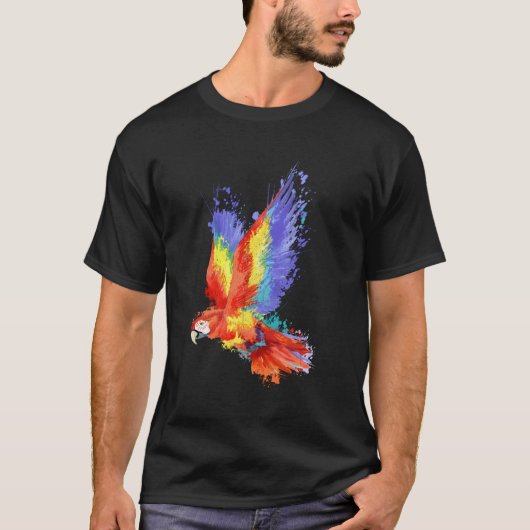 美しいマカオ飛んでいるオウムの鳥の恋人の贈り物 Tシャツ (正面)