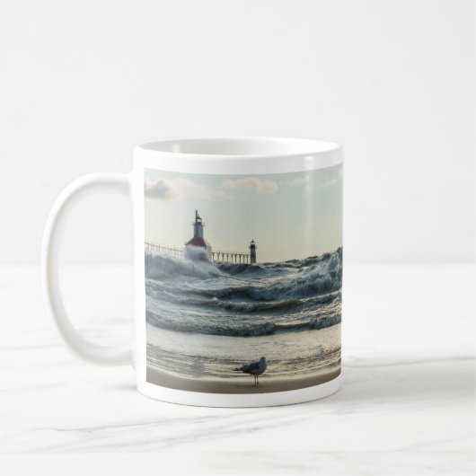 美しいマグカップの後ろに力 コーヒーマグカップ (左)