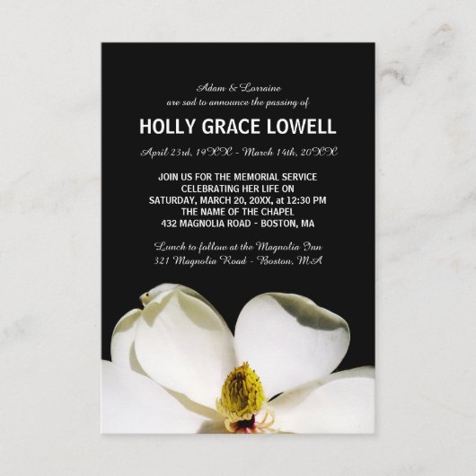 美しいマグノリアの告別式 出欠カード (正面)