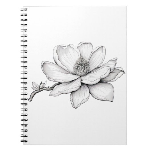 美しいマグノリアの花のスケッチ ノートブック (正面)