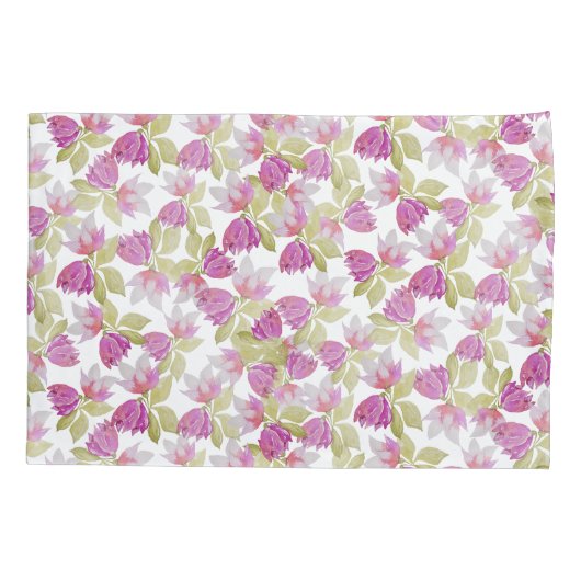 美しいマグノリアフラワーウォーターカラーアート 枕カバー (裏面)