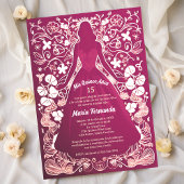 美しいマジェンタのミス・キンセアニエラ　キンセアニエラ15歳の誕生日 招待状