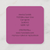 美しいマゼンタピンクとブルーバタフライスクエア スクエア名刺 (裏面)