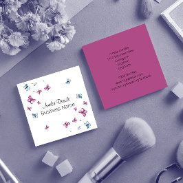 美しいマゼンタピンクとブルーバタフライスクエア スクエア名刺