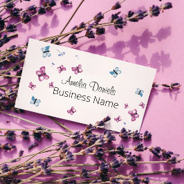 美しいマゼンタピンクとブルーバタフライスクエア 名刺