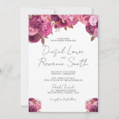 美しいマゼンタピンクフローラ結婚式招待状 招待状 (正面)