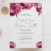 美しいマゼンタピンクフローラ結婚式招待状 招待状