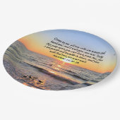 美しいマタイ11:28日の出の写真デザイン ペーパープレート (アングル)