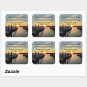 美しいマタイ11:28湖の上の夕日の写真 スクエアシール (シート)