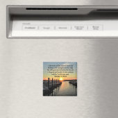 美しいマタイ11:28湖の上の夕日の写真 マグネット (インサイチュ (食洗機))