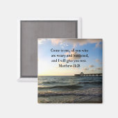 美しいマタイ11:28聖なる書物、 経典 マグネット (正面/裏面)