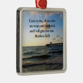 美しいマタイ11:28聖なる書物、 経典 メタルオーナメント (右)