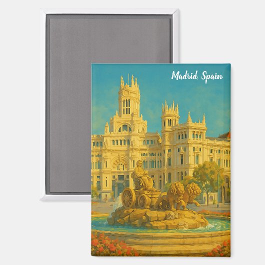 美しいマドリード スペイン ビンテージ旅行アート マグネット (正面/裏面)
