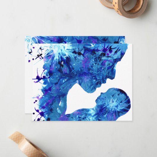 美しいマドンナと子供の水色 ノートカード (正面/裏面インサイチュ)