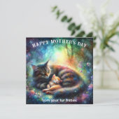 美しいママキャットウォーターカラーガーデンマザーズデイ カード (スタンド正面)