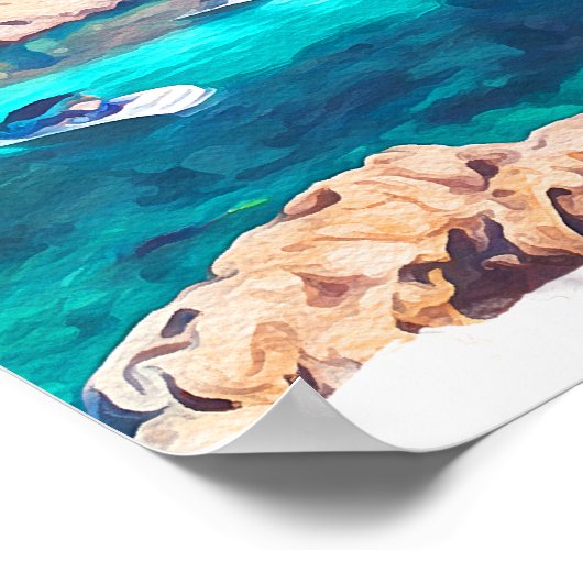 美しいマヨルカウォーターカラースペイン ポスター (角)