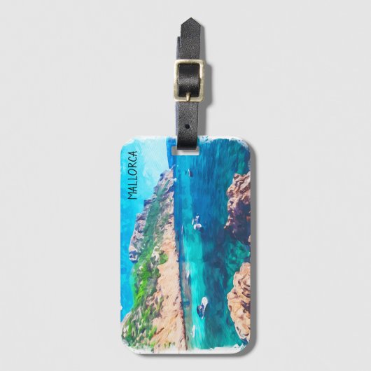 美しいマヨルカウォーターカラースペイン ラゲッジタグ (正面縦)