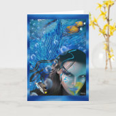 美しいマラの人魚カード カード (黄色い花)