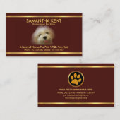 美しいマルチーズドッグレッド金ゴールドペットシストライプッター 名刺 (正面/裏面)