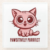 美しいマンガ子猫 ガラスコースター (正面)