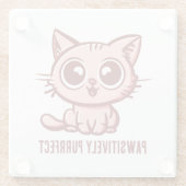 美しいマンガ子猫 ガラスコースター (裏面)