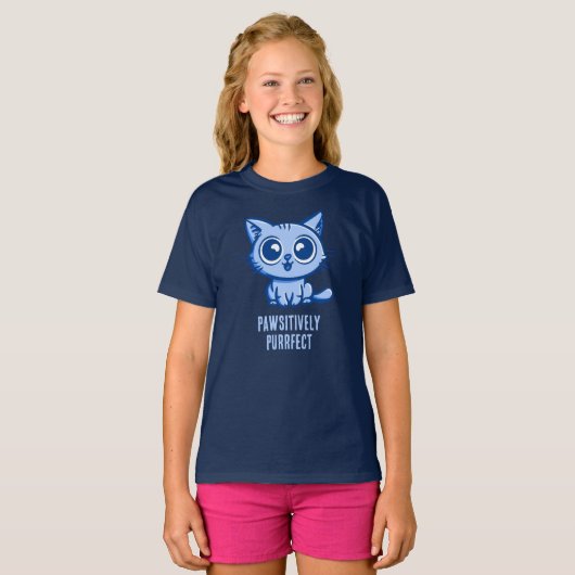 美しいマンガ子猫 Tシャツ (正面フル)